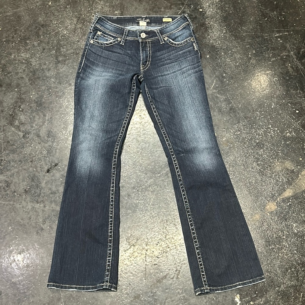 silver boot cut jeans